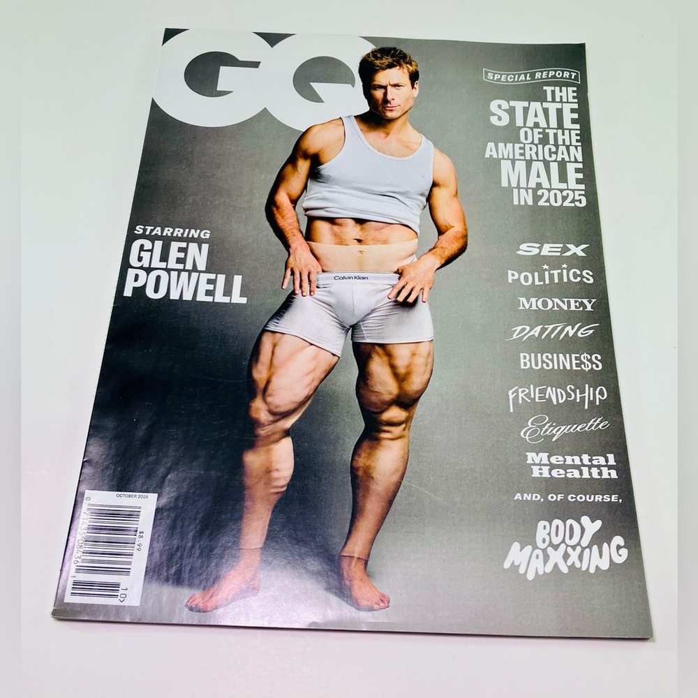 GQ MAGAZINE OCT 2025 GLEN POWELL & THE STATE OF THE AMERICAN MALE BODY MAXXING